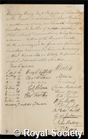 Davy, Sir Humphry: certificate of election to the Royal Society