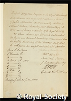 Ferguson, Robert: certificate of election to the Royal Society