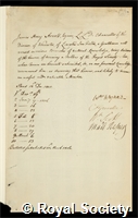 Arnold, James Henry: certificate of election to the Royal Society