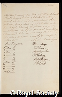 Groombridge, Stephen: certificate of election to the Royal Society