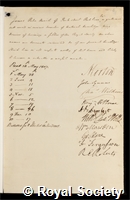 Auriol, James Peter: certificate of election to the Royal Society