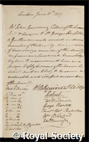 Gunning, John: certificate of election to the Royal Society