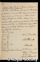 Bree, Robert: certificate of election to the Royal Society