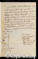 Chisholm, Colin: certificate of election to the Royal Society