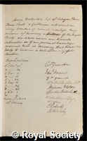 Warburton, Henry: certificate of election to the Royal Society