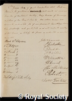 Shee, Sir George: certificate of election to the Royal Society