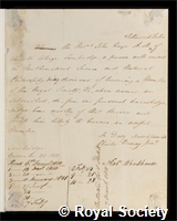 Kaye, John: certificate of election to the Royal Society