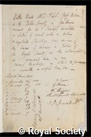 Wade, Walter: certificate of election to the Royal Society