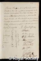 Thomson, Thomas: certificate of election to the Royal Society