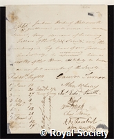 Hooker, Sir William Jackson: certificate of election to the Royal Society