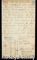 Salt, Henry: certificate of election to the Royal Society