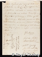 Weyland, John: certificate of election to the Royal Society