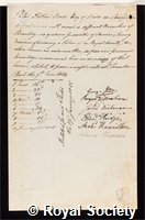Bold, Peter Patten: certificate of election to the Royal Society