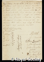 Leake, William Martin: certificate of election to the Royal Society