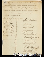 Harrison, William: certificate of election to the Royal Society