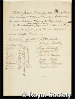 Cumming, James: certificate of election to the Royal Society