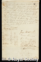 Carpue, Joseph Constantine: certificate of election to the Royal Society