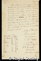 Reeves, John: certificate of election to the Royal Society