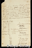 Ouseley, Sir Gore: certificate of election to the Royal Society