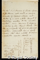 Burrow, Edward John: certificate of election to the Royal Society