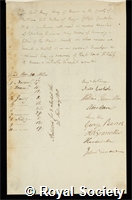 Drury, Henry Joseph Thomas: certificate of election to the Royal Society
