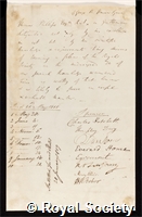 Phillips, Thomas: certificate of election to the Royal Society