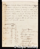 Marryat, Frederick: certificate of election to the Royal Society