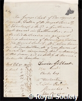 Clerk, Sir George: certificate of election to the Royal Society