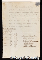Ramsbottom, John: certificate of election to the Royal Society