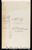 Haggitt, Francis: certificate of election to the Royal Society