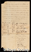 Sedgwick, Adam: certificate of election to the Royal Society