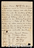 Bauer, Francis: certificate of election to the Royal Society