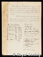 Bicknell, John Laurens: certificate of election to the Royal Society