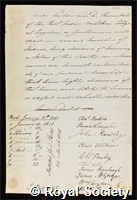 Andrew, James: certificate of election to the Royal Society