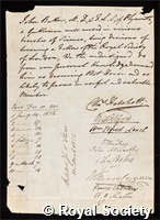 Butter, John: certificate of election to the Royal Society