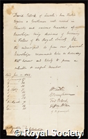 Pollock, Sir David: certificate of candidature for election to the Royal Society