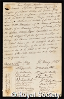 Candolle, Augustin Pyramus de: certificate of election to the Royal Society