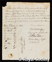 Lemon, Sir Charles: certificate of election to the Royal Society