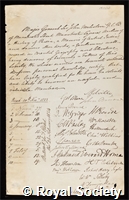 Malcolm, Sir John: certificate of election to the Royal Society