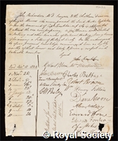 Richardson, Sir John: certificate of election to the Royal Society