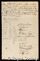 Mantell, Gideon Algernon: certificate of election to the Royal Society