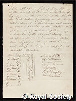 Hawkins, John: certificate of election to the Royal Society