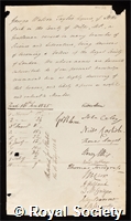 Taylor, George Watson: certificate of election to the Royal Society