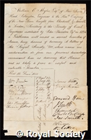 Mylne, William Chadwell: certificate of election to the Royal Society