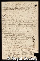 Bell, Sir Charles: certificate of election to the Royal Society