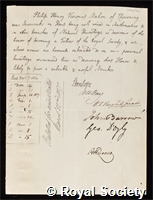 Mahon, Philip Henry, 5th Earl Stanhope: certificate of election to the Royal Society