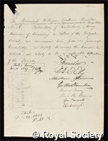 Baylay, William Frederick: certificate of election to the Royal Society