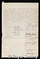 Goldsmid, Sir Isaac Lyon: certificate of election to the Royal Society