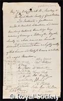 Babington, Benjamin Guy: certificate of election to the Royal Society