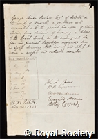 Borlase, George Simon: certificate of election to the Royal Society